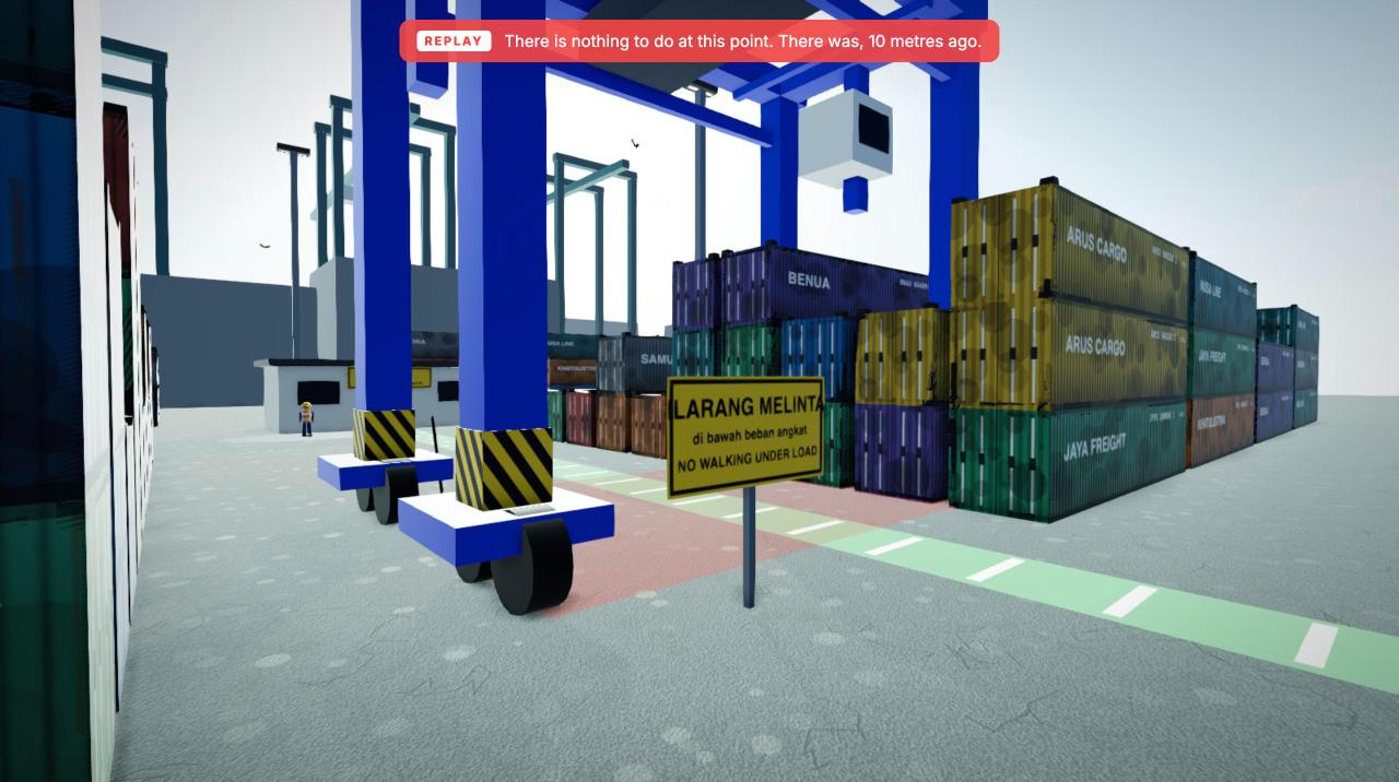 A suspended container drops